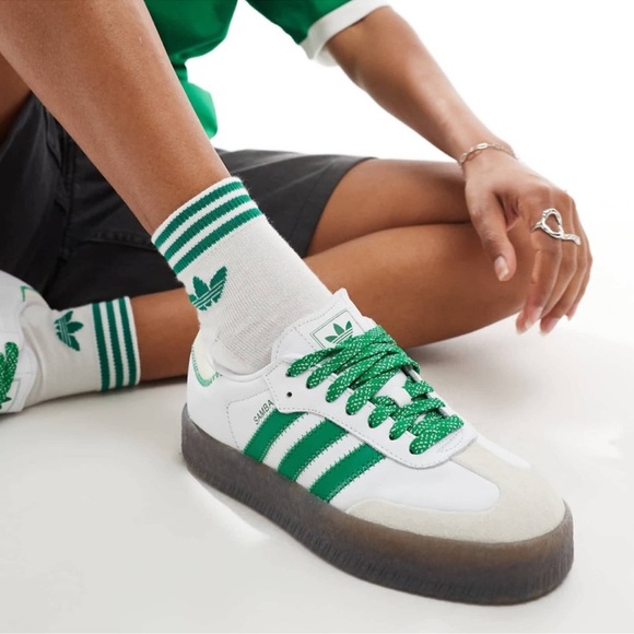adidas Shoes - adidas Samba White and Green Sneakers
